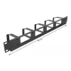 Cable management panel DeLOCK 19 inch 66659 black 1U with 4 openings and 5 hooks