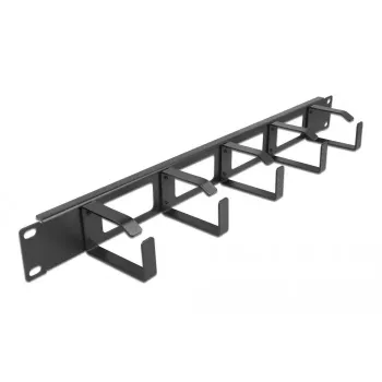 Cable management panel DeLOCK 19 inch 66659 black 1U with 4 openings and 5 hooks