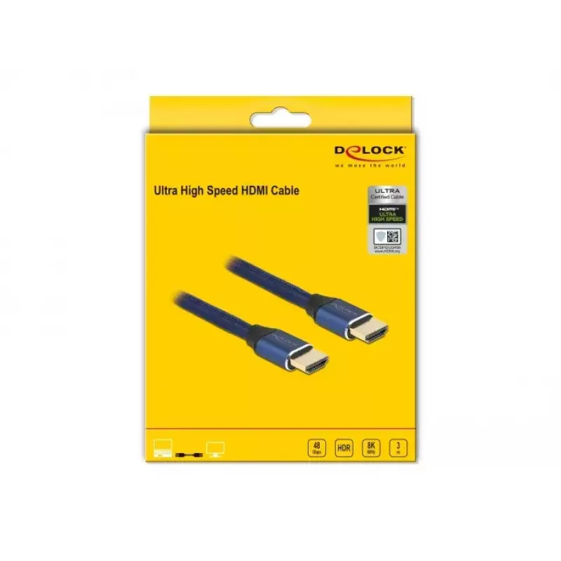 HDMI Cable DeLOCK Ultra High Speed 48 Gbps 8K 60 Hz Blue 3 m