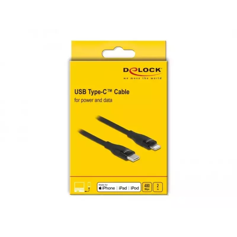 Data and charging cable USB Type-C to Lightning DeLOCK 86638