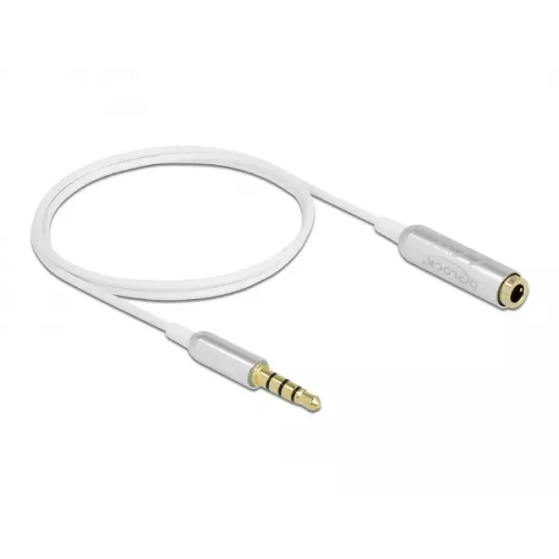 Audio Extension Cable DeLOCK 66072 3.5 mm Male to Female Ultra Slim 0.5 m White