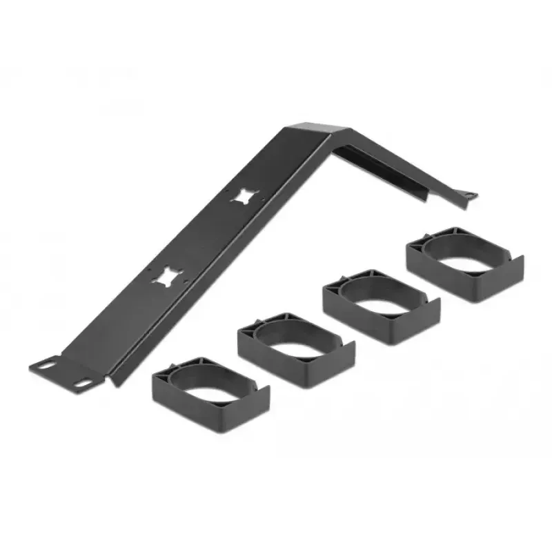 Cable management panel DeLOCK 19 inch 66667 black 1U with hooks