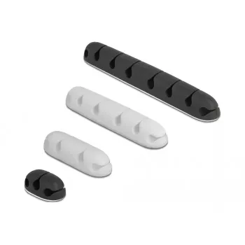 Cable holder DeLOCK 18402 self-adhesive combo set 4 pieces black white