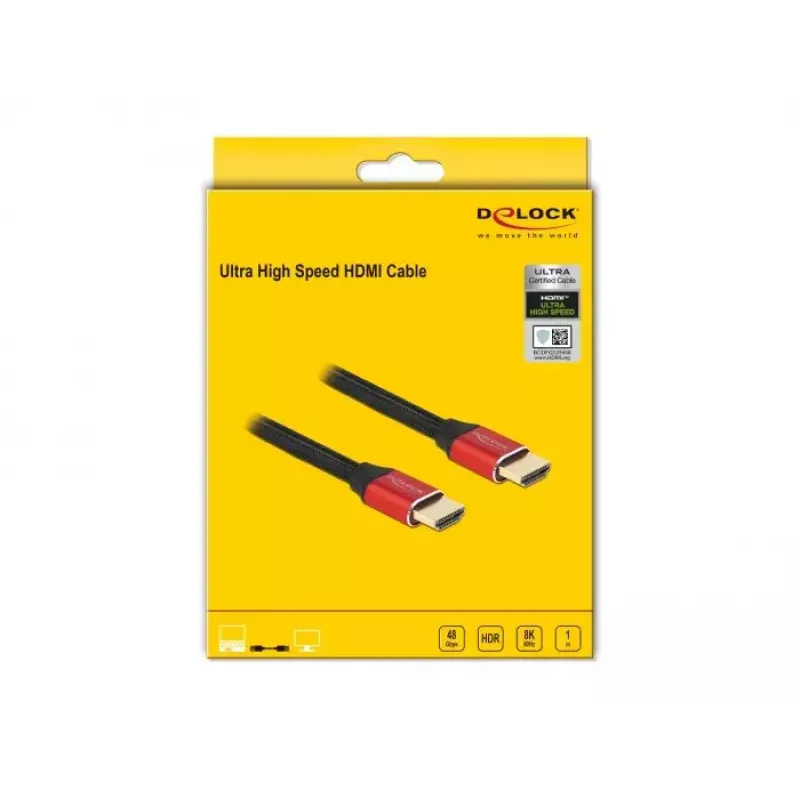 HDMI Cable DeLOCK Ultra High Speed 48 Gbps 8K 60 Hz red 1 m