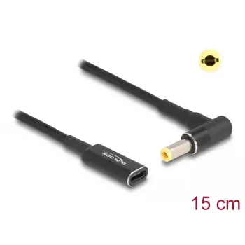 DeLOCK Adapter cable USB Type-C female to 5.5 x 2.5 mm male 90° angled 15 cm