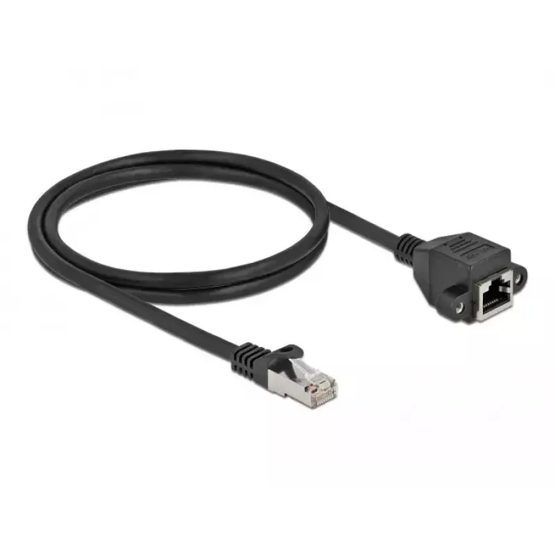 Network Extension Cable DeLOCK S/FTP RJ45 plug to RJ45 jack Cat.6A 1 m black 87001