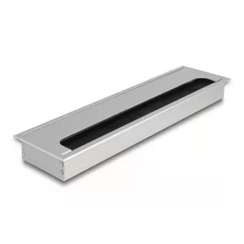 Cable grommet DELOCK 66863 for desk, silver, 80×300×28 mm, 1 pc