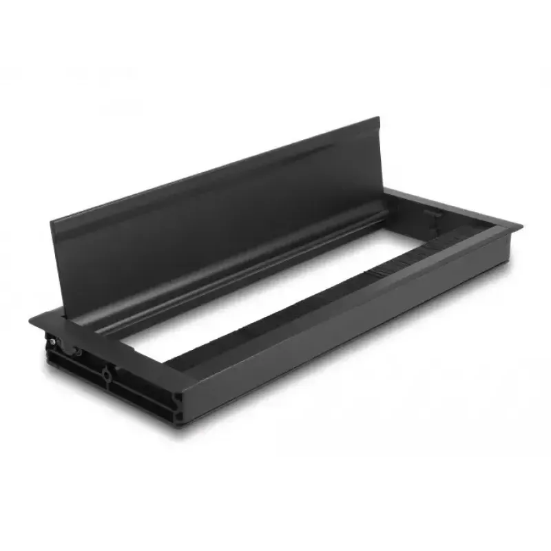DeLOCK Cable grommet for table mounting with brush 300 x 120 x 28 mm black