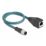 DeLOCK M12 Adapter Cable A-coded 8 pin male to RJ45 female 50 cm