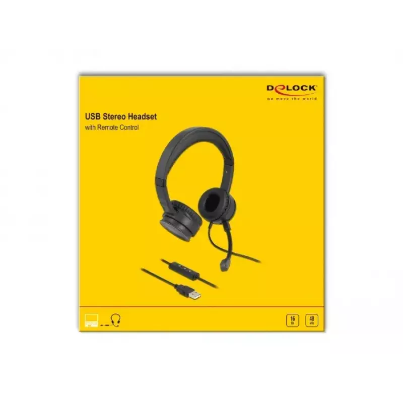 Headset DeLOCK USB Stereo Headset with Cable Remote Control