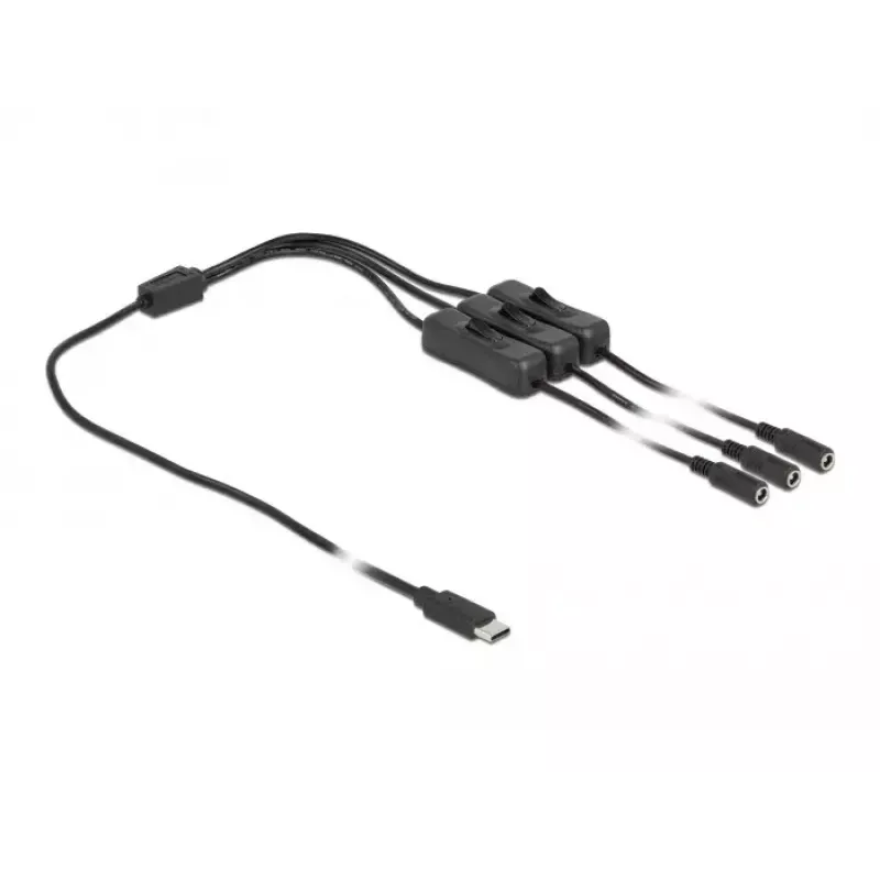 USB Type-C male to 3 x DC 5.5 x 2.1 mm female cable DeLOCK 86801