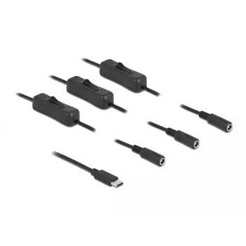 USB Type-C male to 3 x DC 5.5 x 2.1 mm female cable DeLOCK 86801