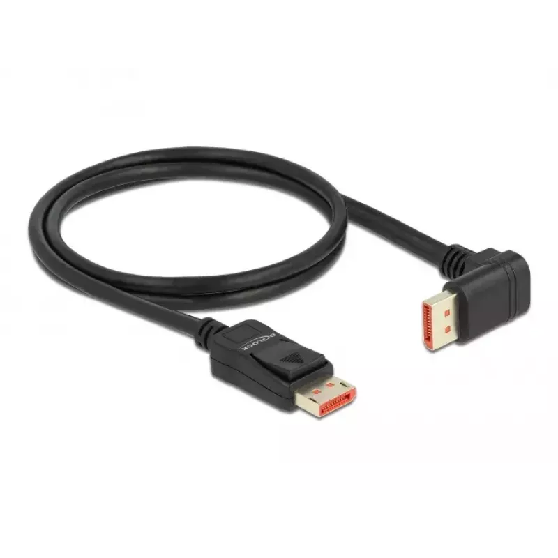 DisplayPort cable DeLOCK 8K 60 Hz 1 m male straight to male 90° downwards angled