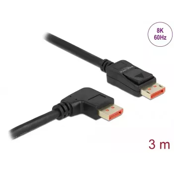 DisplayPort cable DeLOCK 8K 60 Hz 3 m male straight to male 90° angled