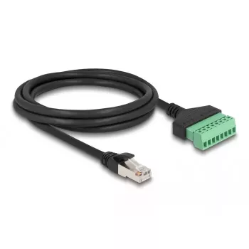 DeLOCK RJ45 Cable Cat.6 plug to Terminal Block Adapter 2 m Black Green