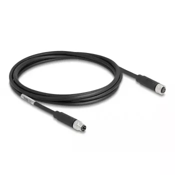 DeLOCK M8 3 pin Cable A-coded male to female PUR TPU 2 m