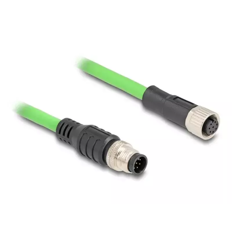 Network Cable DeLOCK M12 Cable A-coded 8 pin male to female PUR (TPU) 2 m Black