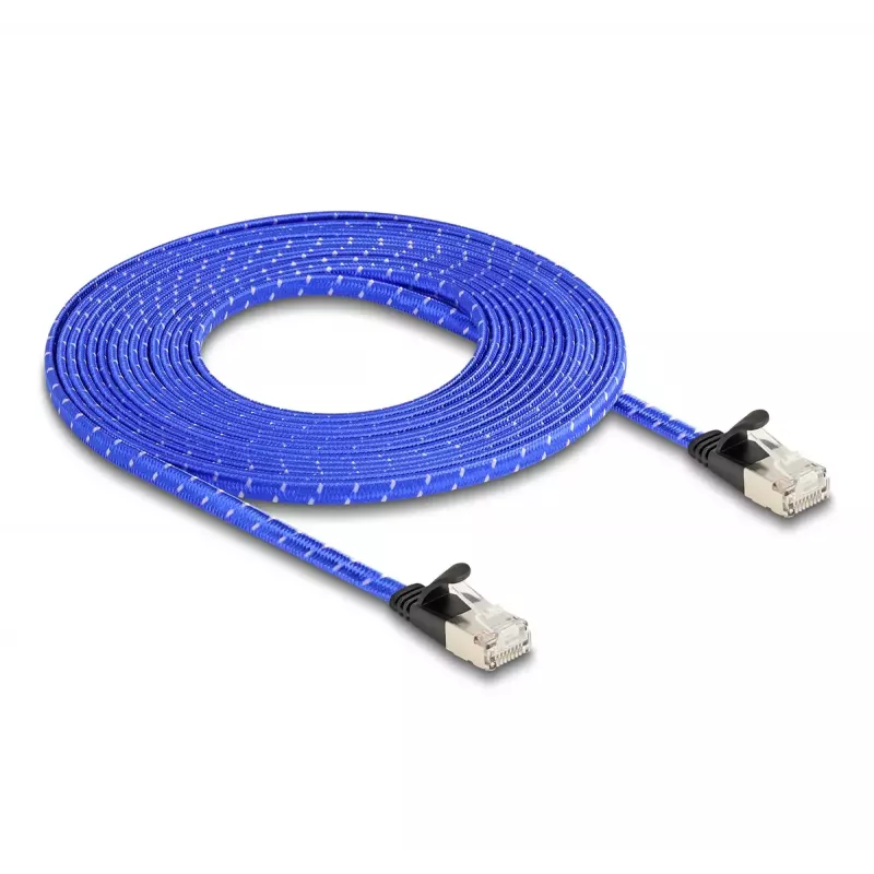 Network Cable DeLOCK RJ45 Flat Cat.6A 5m Blue