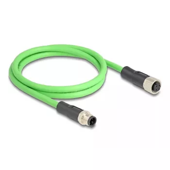 Network Cable DeLOCK M12 Cable D-coded 4 pin male to female PUR (TPU) 2 m