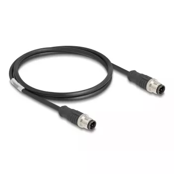 Network Cable DeLOCK M12 Cable D-coded 4 pin male to male Cat5e 1 m Black