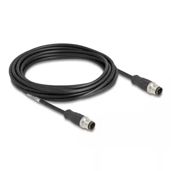 Network Cable DeLOCK M12 Cable D-coded 4 pin male to male Cat5e 5 m Black