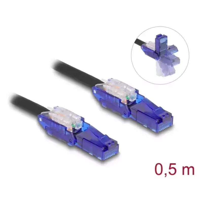 Networking Cable DeLOCK 80925 RJ-45 Cat6 0.5m Black Violet