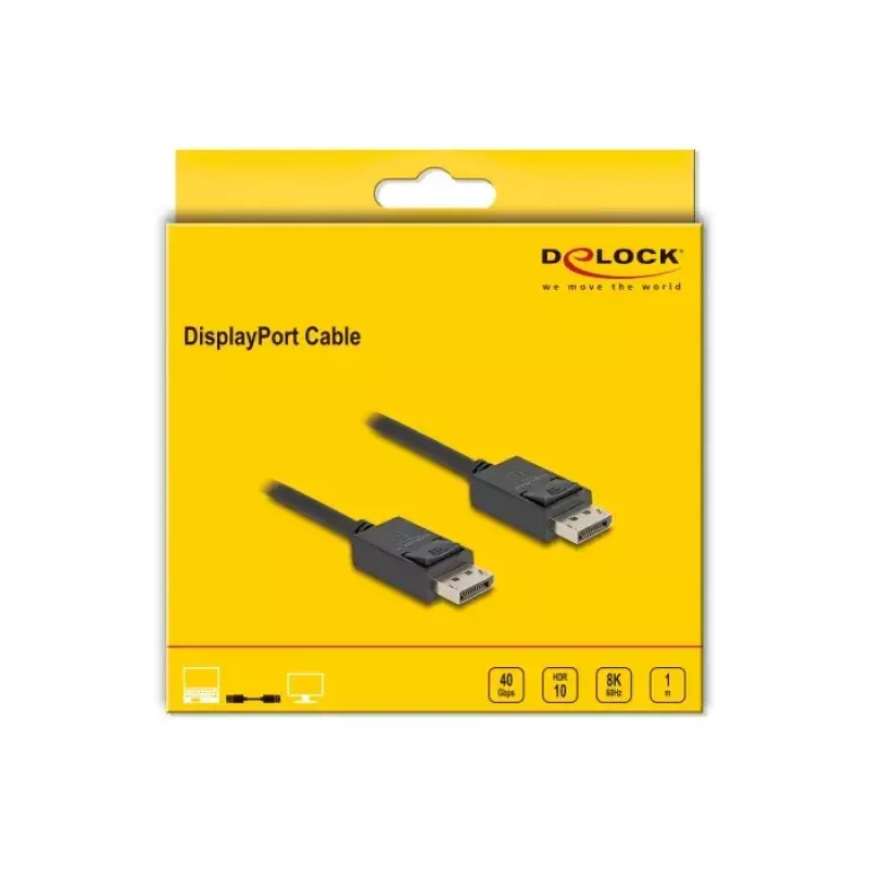 DisplayPort Cable DeLOCK 80492 8K 60Hz 40Gbps 1m