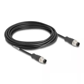 Network Cable DeLOCK M12 Cable A-coded 8 pin male to male Cat5e 5 m Black