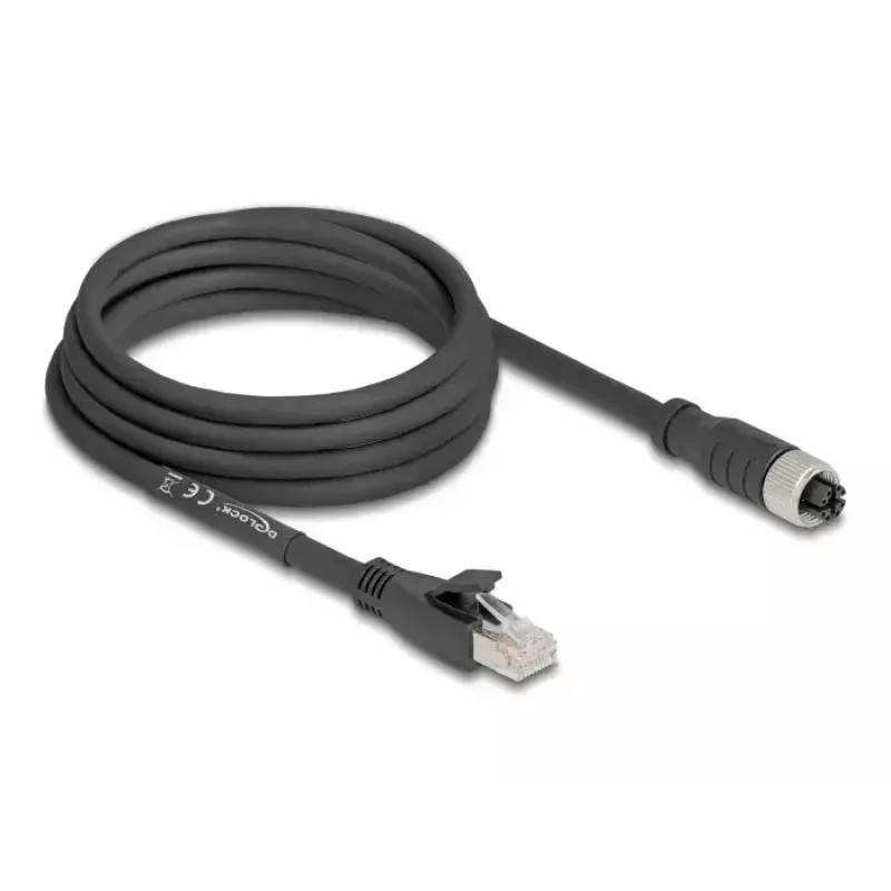 Networking cable DeLOCK 80591 M12 to RJ-45 Cat5e 3m Black