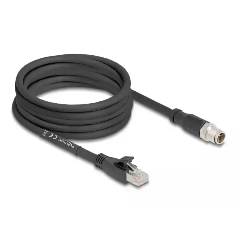 Networking cable DeLOCK 80585 M12 to RJ-45 Cat5e 5 m Black