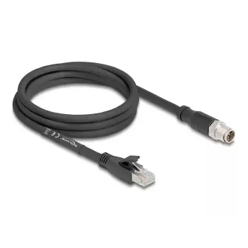 Networking cable DeLOCK 80579 M12 to RJ-45 Cat5e 2 m Black