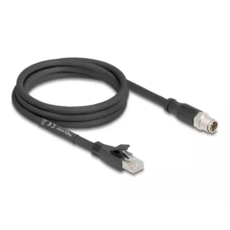 Networking cable DeLOCK 80579 M12 to RJ-45 Cat5e 2 m Black