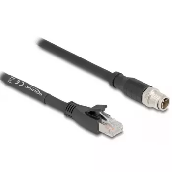 Networking cable DeLOCK 80579 M12 to RJ-45 Cat5e 2 m Black