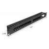 Cable management panel DELOCK 19 inch 1U metal, 2 openings, black