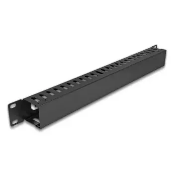 Cable management panel DELOCK 19 inch 1U metal, 2 openings, black
