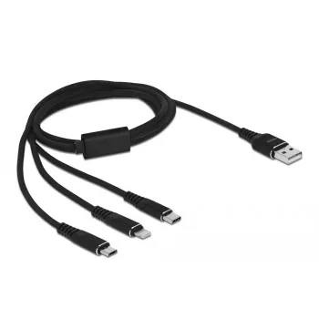 USB Charging Cable DeLOCK 3 in 1 Type-A to Lightning Micro USB USB Type-C 1 m black