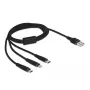 USB Charging Cable DeLOCK 3 in 1 Type-A to Lightning Micro USB USB Type-C 1 m black