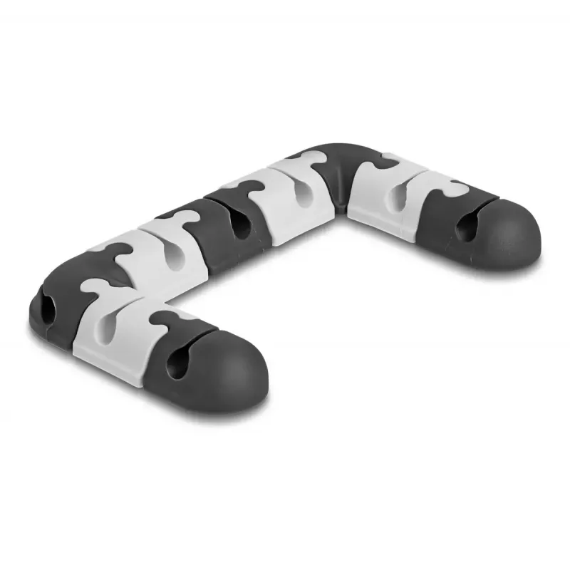 Cable holder DeLOCK 18448 self-adhesive modular set 9 pieces black grey