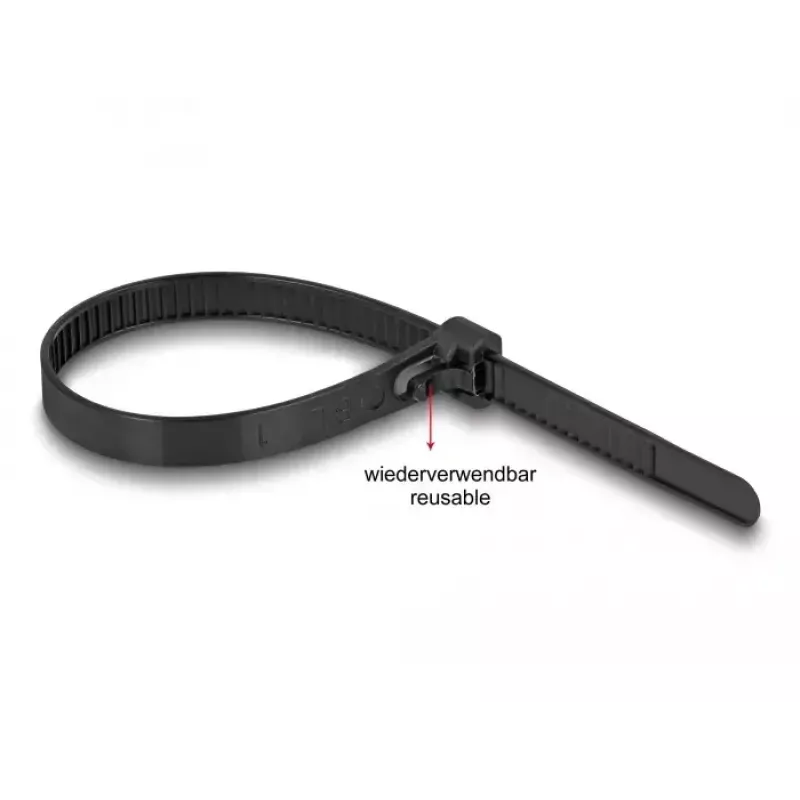 Hook & loop cable tie DeLOCK 18757 reusable heat-resistant L 200 x W 7.5 mm black