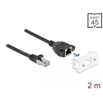 DeLOCK networking cable 87112 2m Cat6a S/FTP RJ-45 Black White