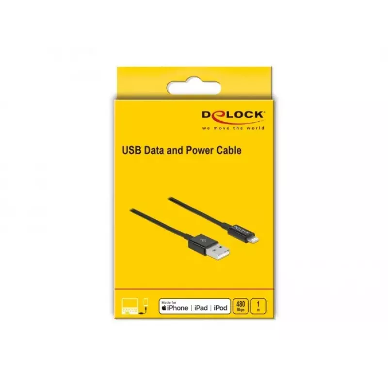 USB data and power cable DeLOCK 83002 1 m black