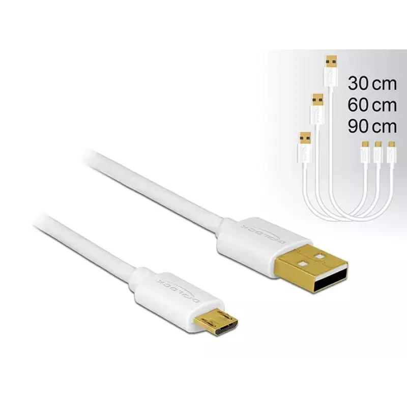 USB cable DeLOCK 83679 USB 2.0 USB A Micro-USB B White