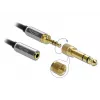 Audio extension cable DELOCK 85831 — 1 m, 3.5 mm male to female, gold-plated contacts, AWG 28, black