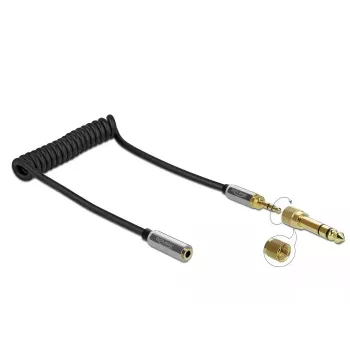 Audio extension cable DELOCK 85831 — 1 m, 3.5 mm male to female, gold-plated contacts, AWG 28, black