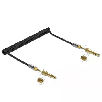 Audio cable DELOCK 85837 — 2 m, 3.5 mm male-to-male, gold-plated contacts, AWG 28, black