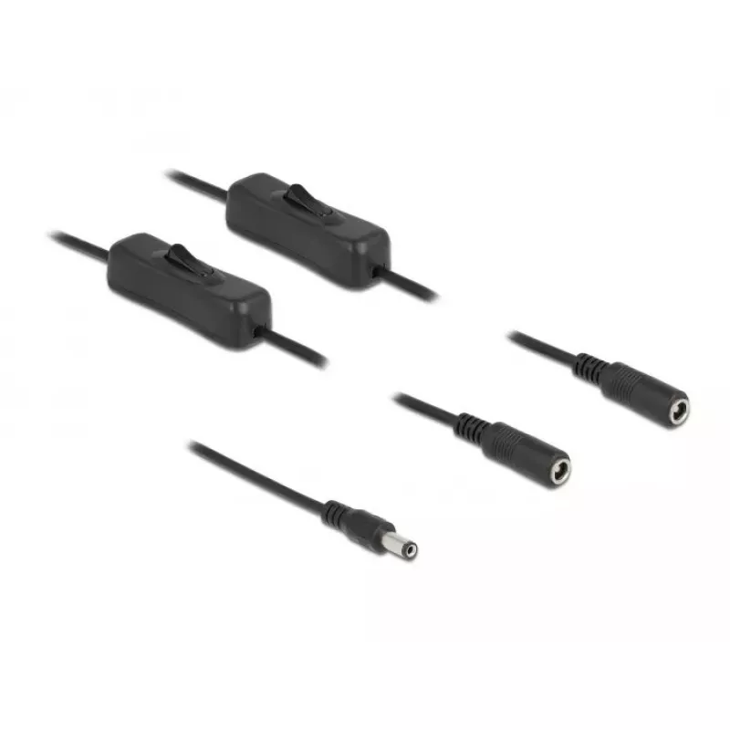 DC Cable DeLOCK 86794 5.5 x 2.1 mm male to 2 x female with switch 1 m