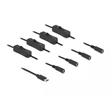 USB Type-C male to 4 x DC 5.5 x 2.1 mm female cable DeLOCK 86802