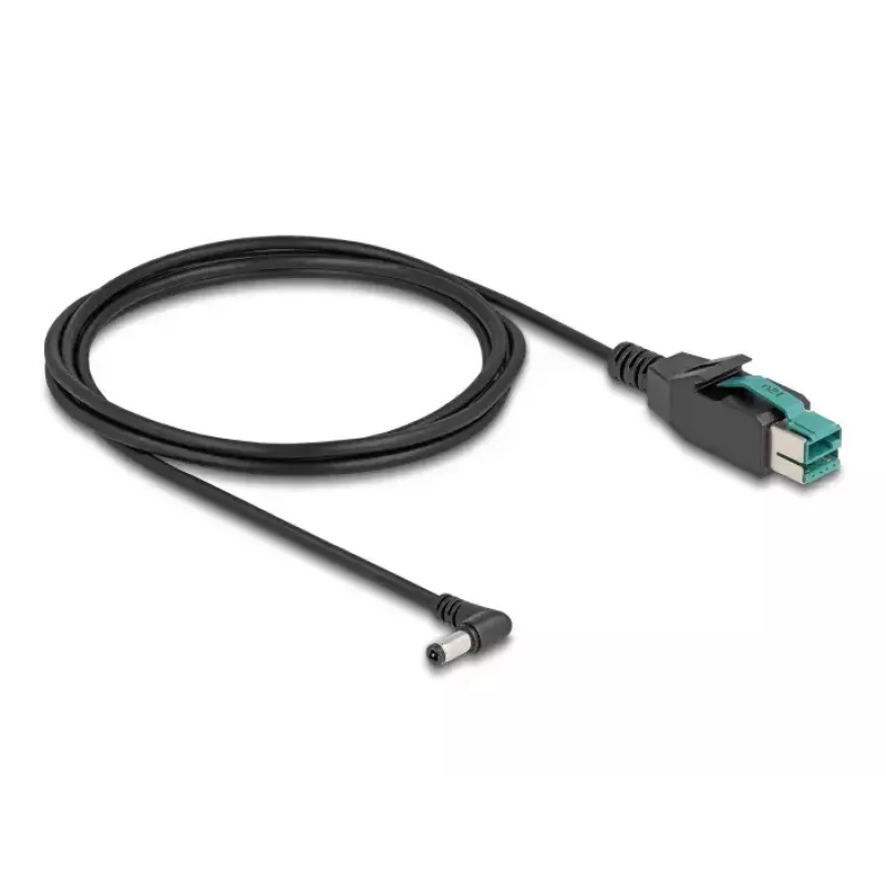 DeLOCK PoweredUSB cable male 12 V to DC 5.5 x 2.5 mm male angled 2 m
