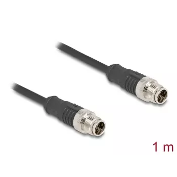 Network Cable DeLOCK M12 Cable X-coded 8 pin male to male Cat5e 1 m Black
