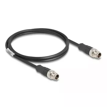 Network Cable DeLOCK M12 Cable X-coded 8 pin male to male Cat5e 1 m Black